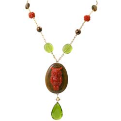Wood and Lucite Owl Necklace