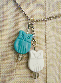 turquoise and white owl necklace